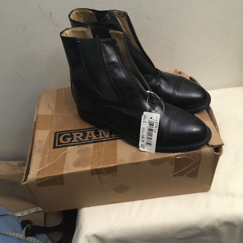 Womens Grand Prix Size 10 Black Leather Paddock Zip Riding Boots Oil Resistant
